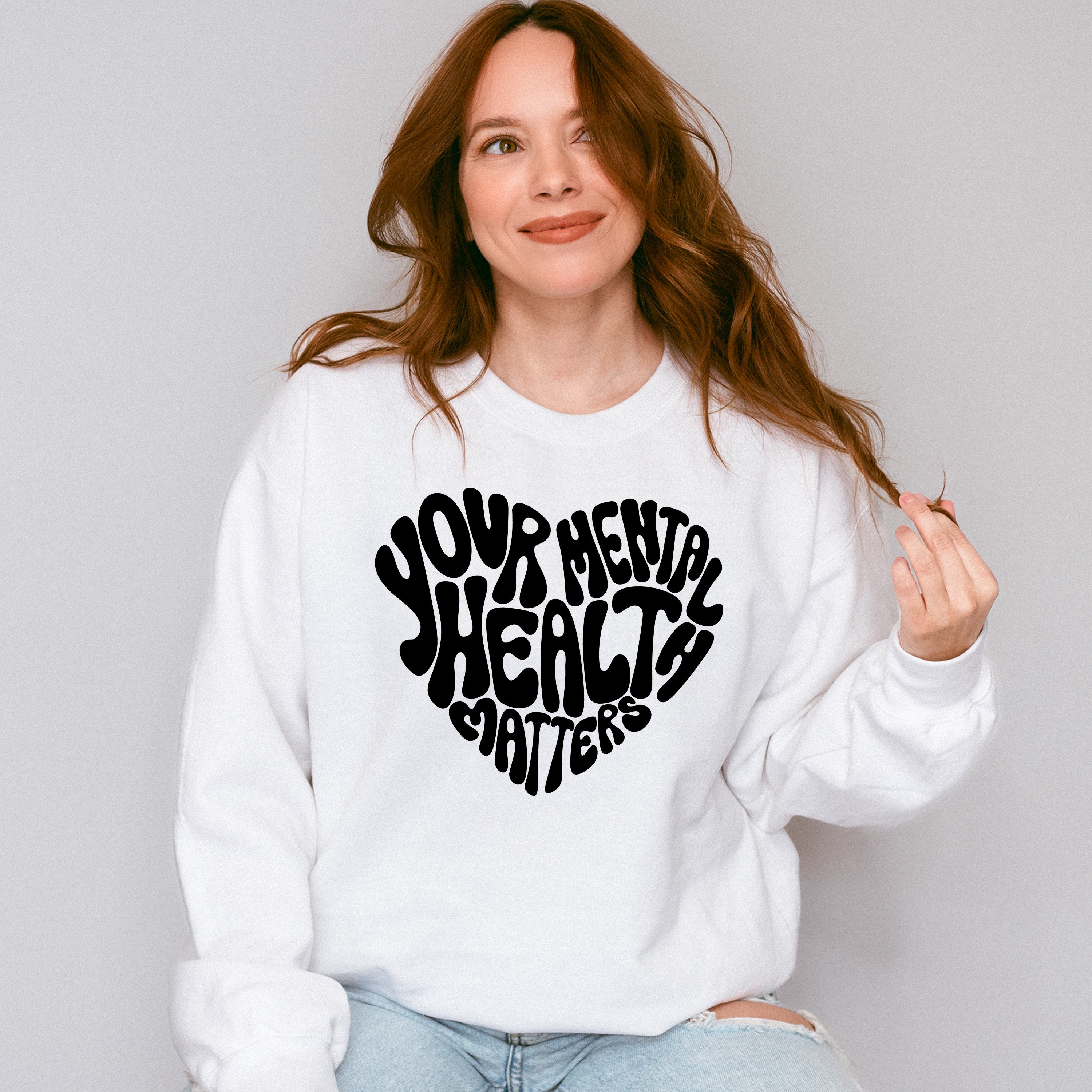 Your Mental Health Heart Shape Mental Health Theme Unisex Crewneck T-Shirt Sweatshirt Hoodie