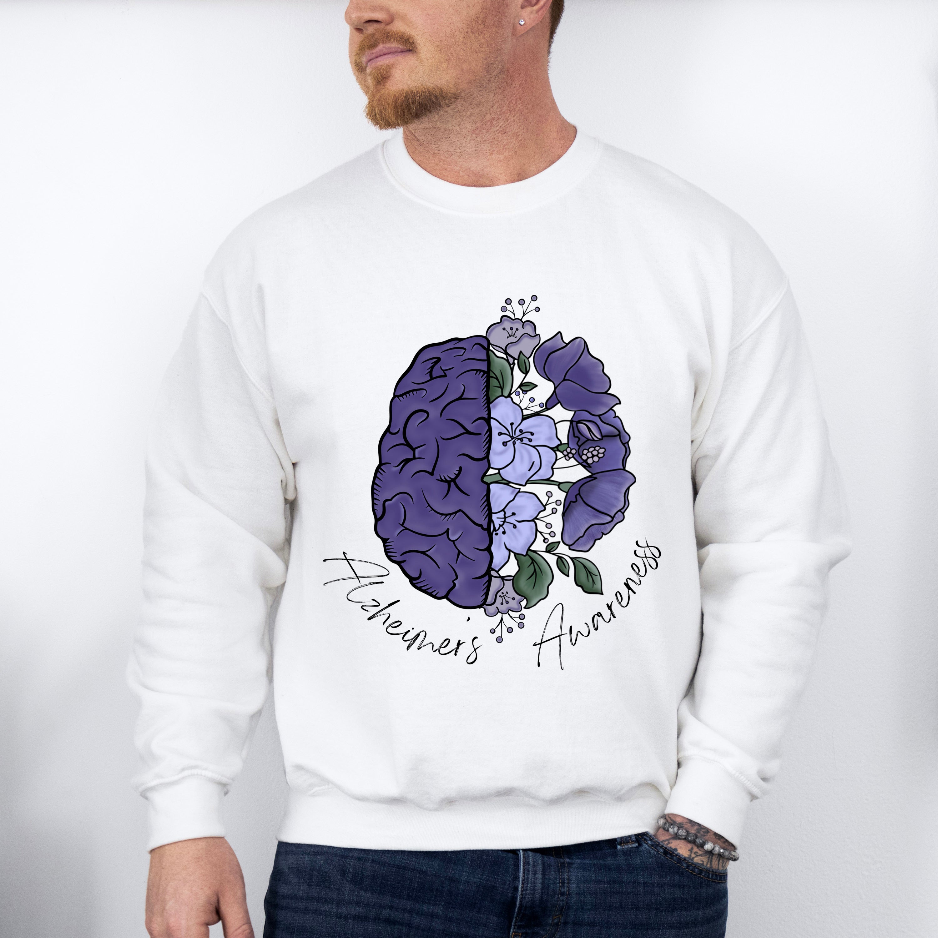 Alzheimer Awareness Mental Health Theme Unisex Crewneck T-Shirt Sweatshirt Hoodie