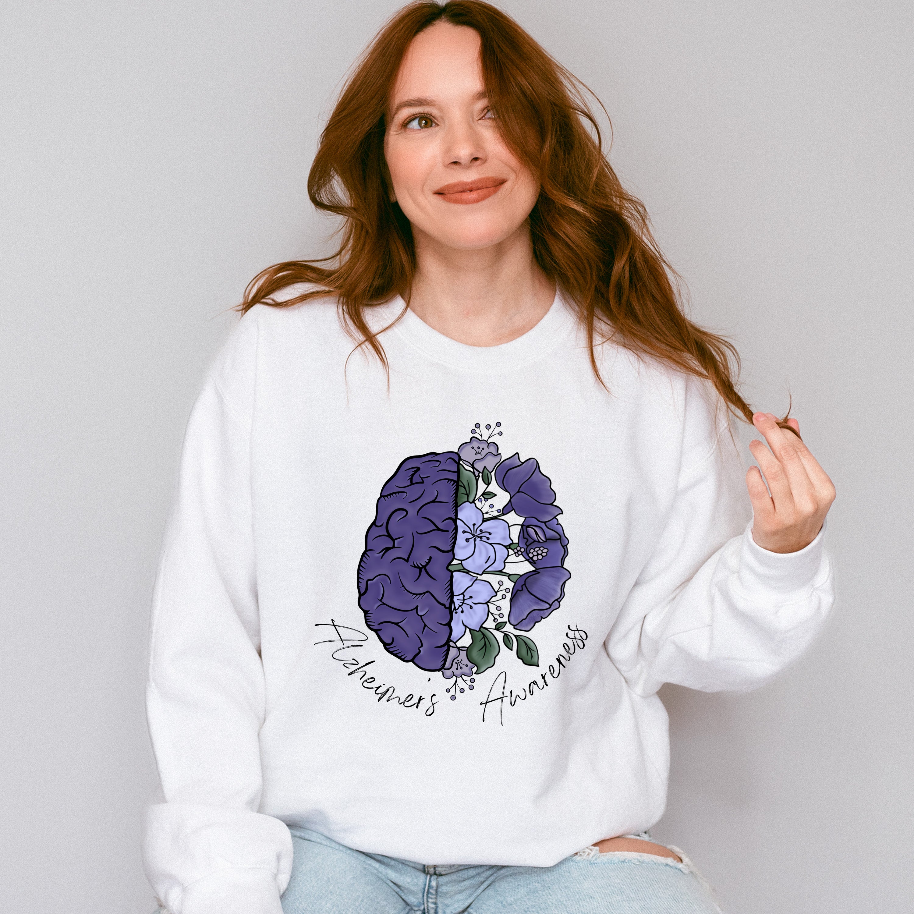 Alzheimer Awareness Mental Health Theme Unisex Crewneck T-Shirt Sweatshirt Hoodie