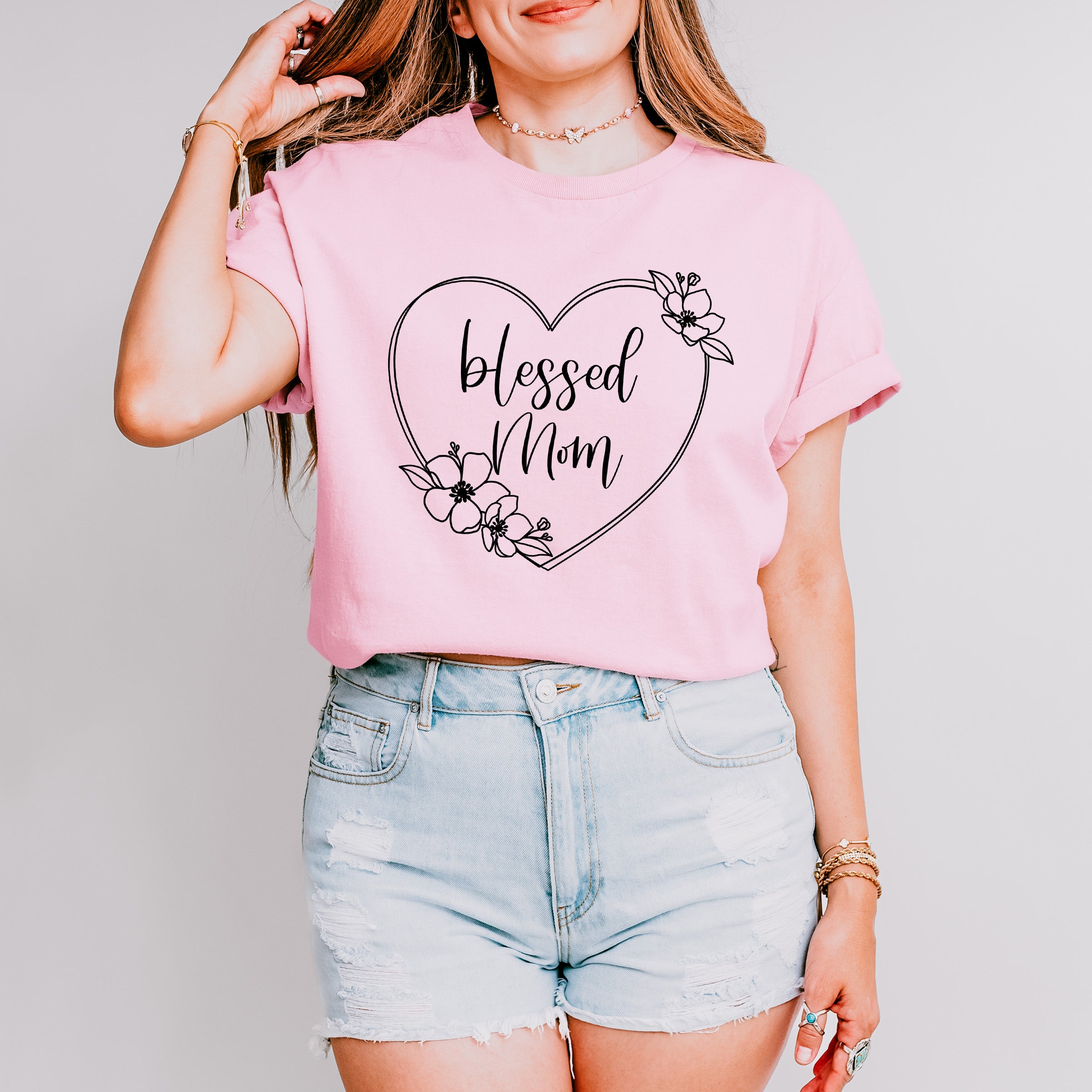 Blessed Mom Mother&#39;s Day Theme Unisex Crewneck T-Shirt Sweatshirt Hoodie