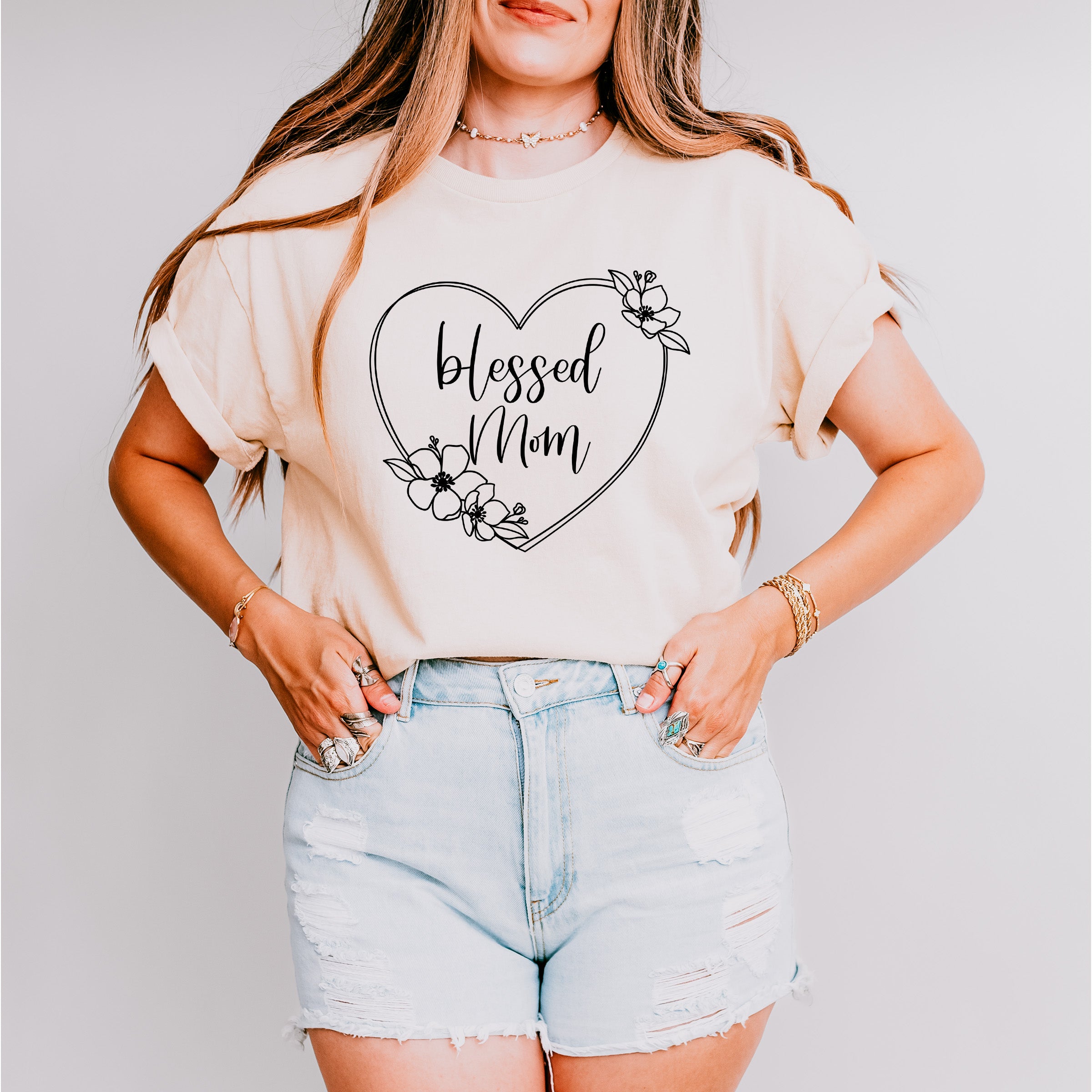 Blessed Mom Mother&#39;s Day Theme Unisex Crewneck T-Shirt Sweatshirt Hoodie