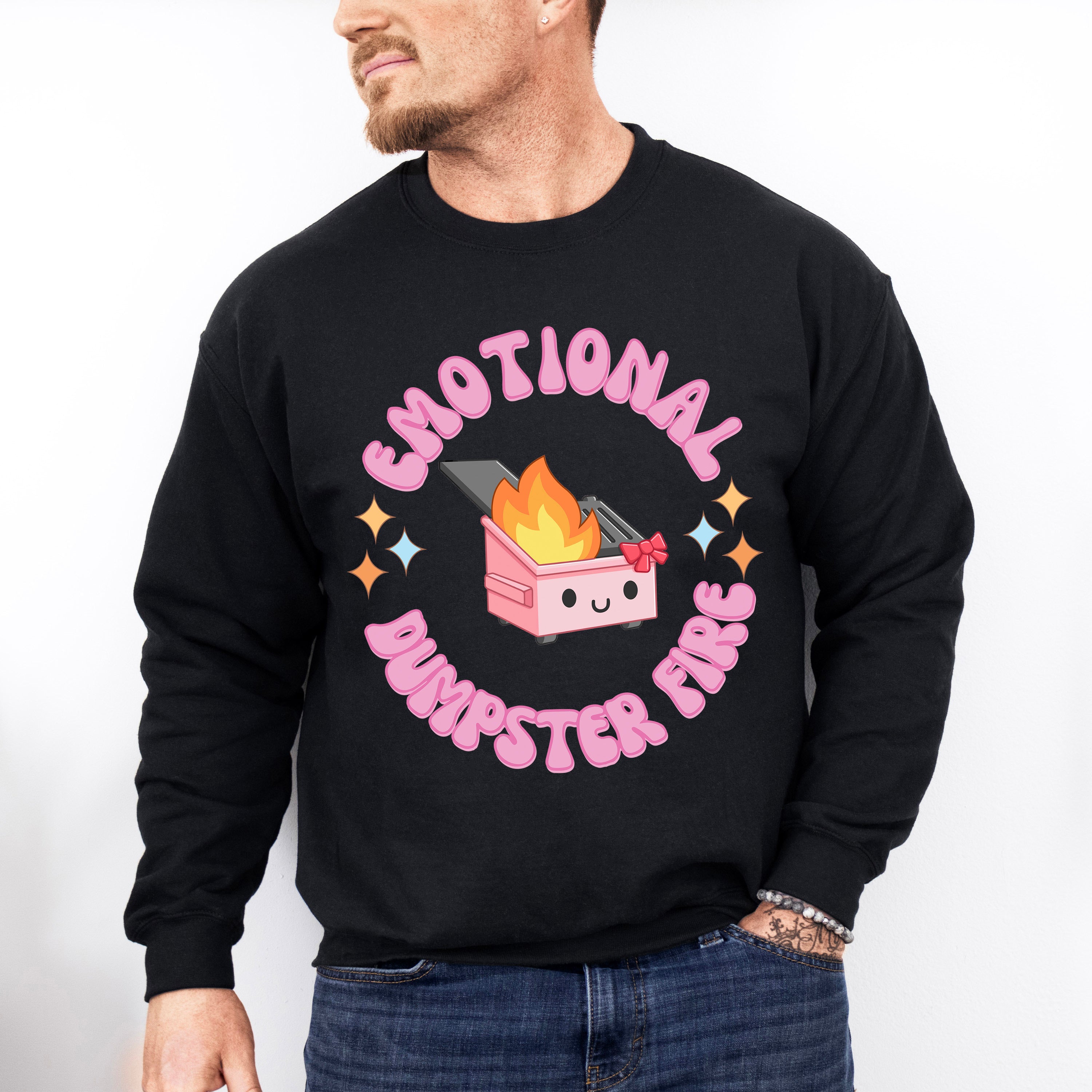 Emotional Dumpster Fire Mental Health Theme Unisex Crewneck T-Shirt Sweatshirt Hoodie