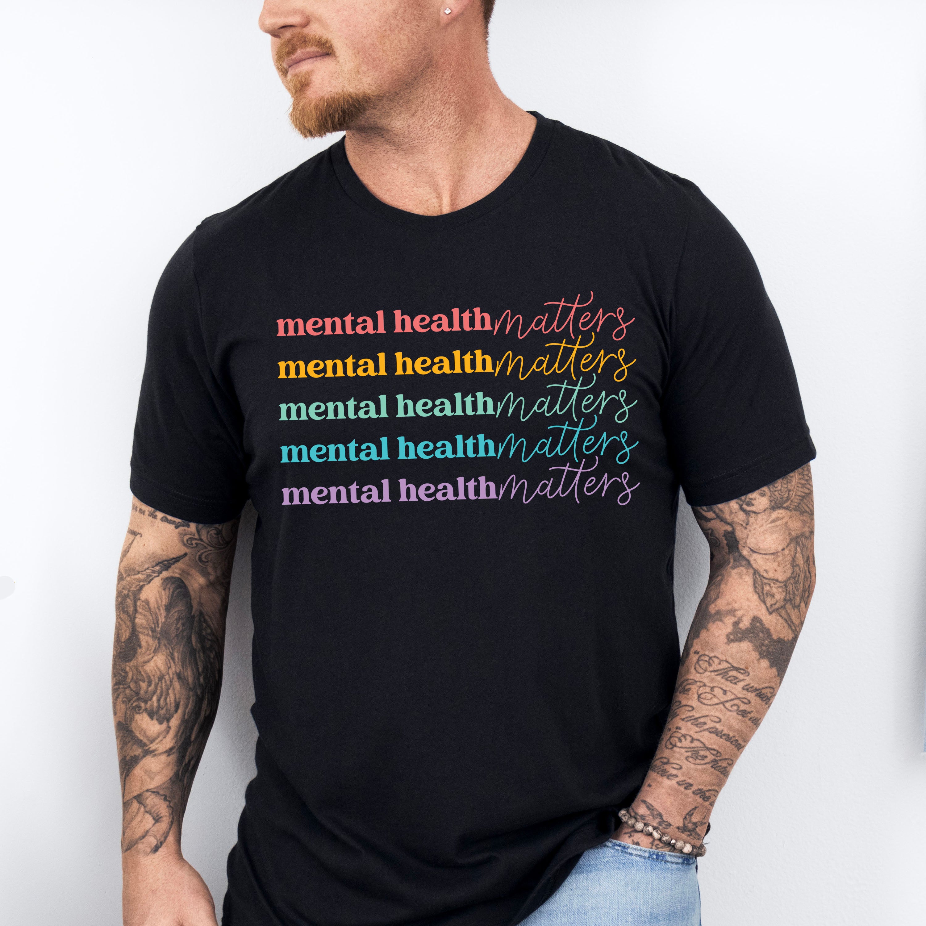 Mental Health Matters Colorful Mental Health Theme Unisex Crewneck T-Shirt Sweatshirt Hoodie