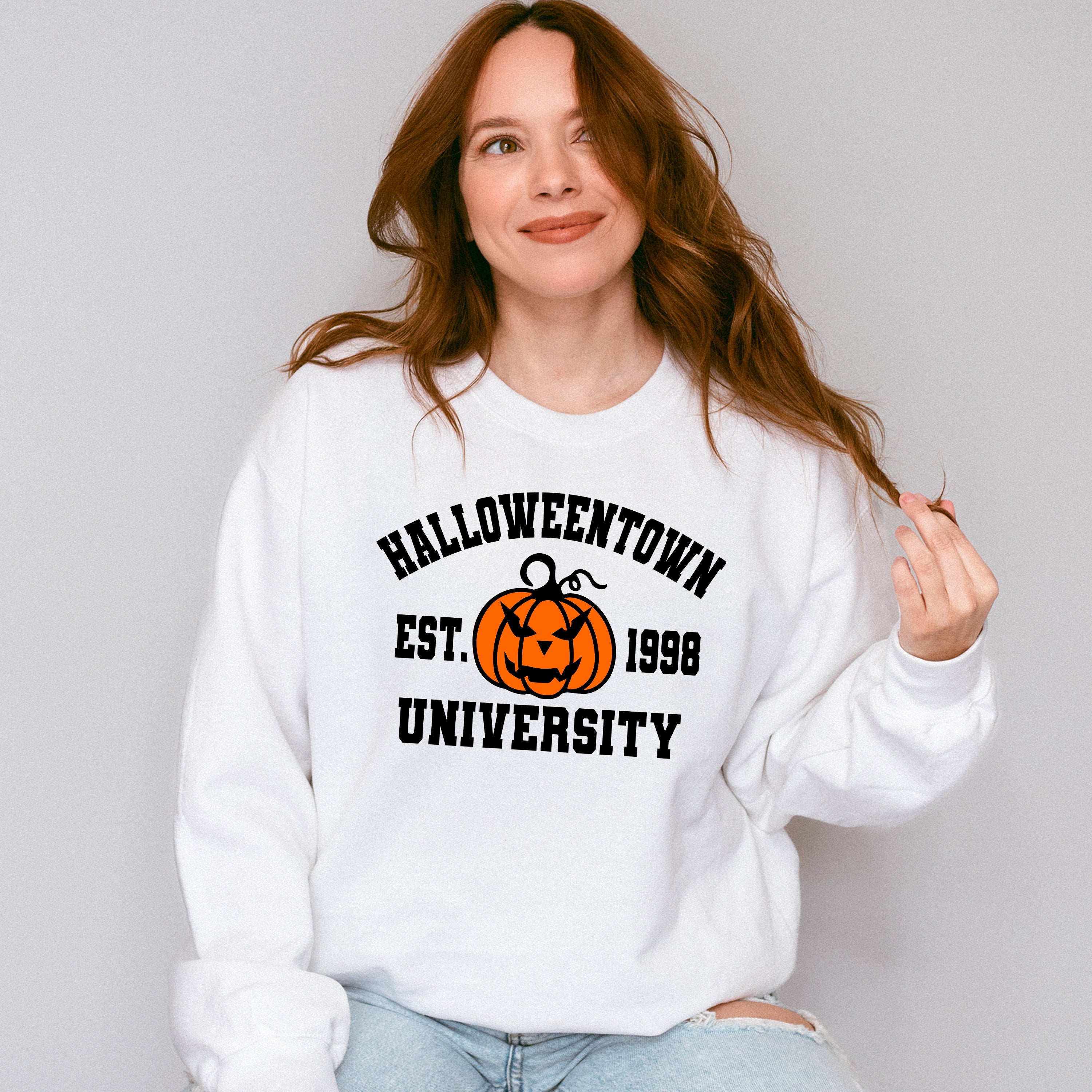 Halloweentown University Est.1998 Pumpkin Design - Halloween Unisex Crewneck T-Shirt Sweatshirt Hoodie
